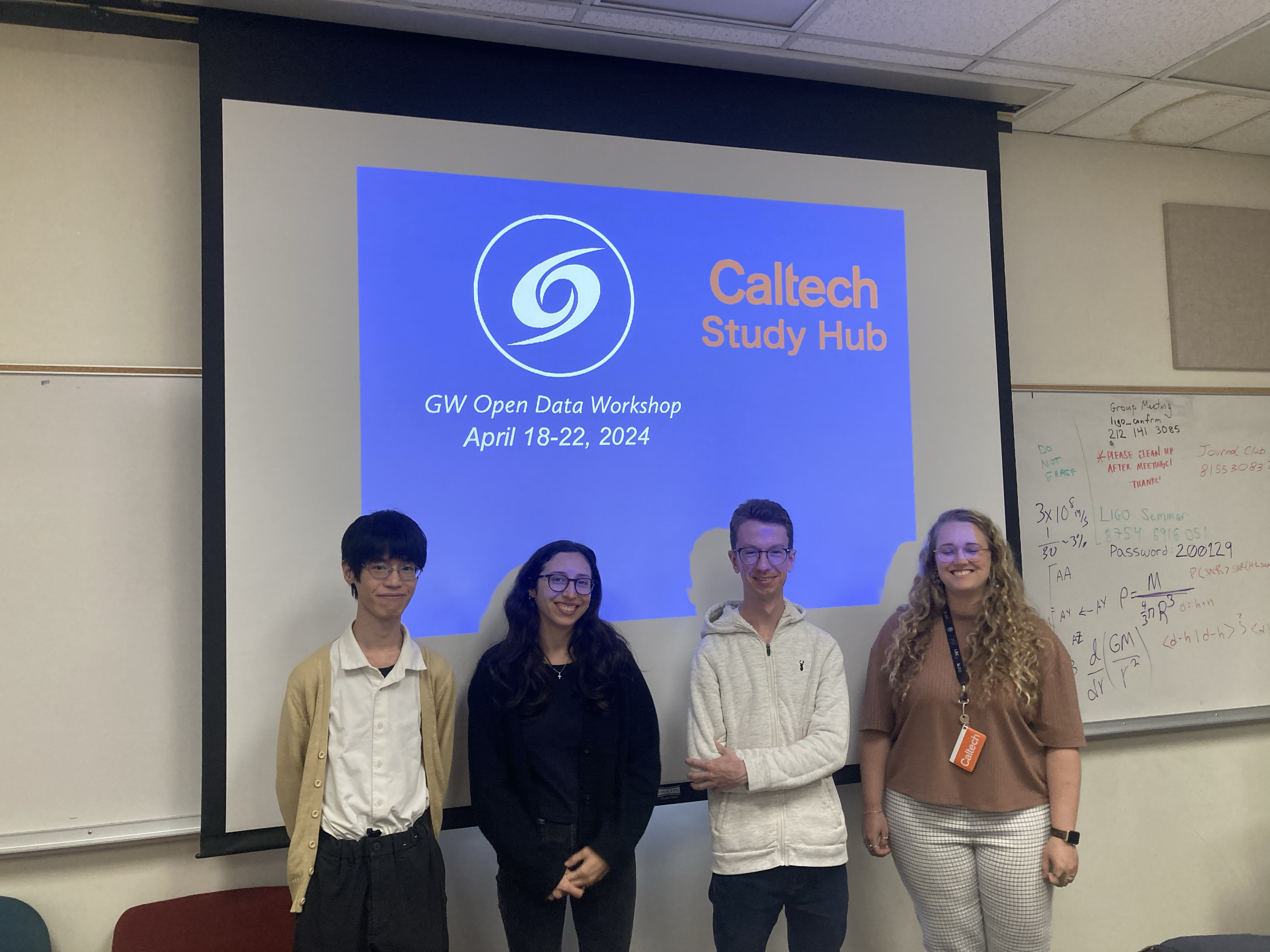 Participants at the Caltech Study Hub Gravitational Wave Open Data Workshop in April 2024